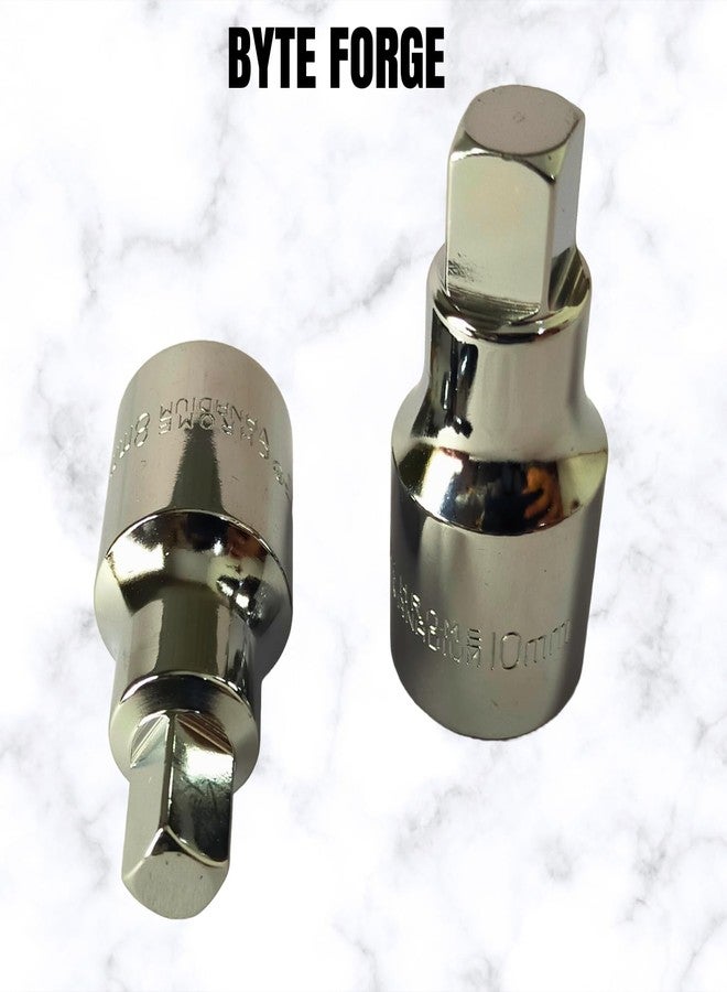 Byte Forge Oil Drain Socket 8 MM And 10 MM, 1/2 Drive Sockets, Heavy Duty Use, Workshop, Garages Crv Steel, Rust Free Hardened And Tempered, Anti-Slip & Anti-Corrosion Properties - Image 2